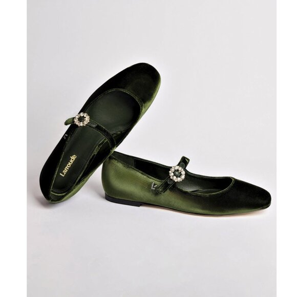 Larroude Blair Ballet Flat In Bosco Velvet Shoes Sz 7